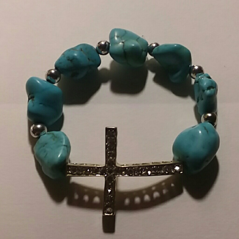 Turquoise Stone Cross Bracelet